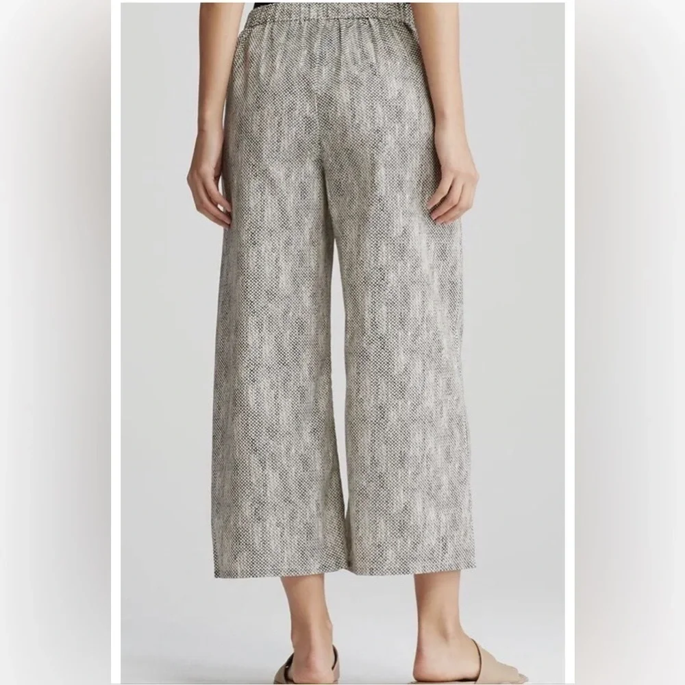 RARE Eileen Fisher 100% Organic Cotton Chainette Printed Wide Leg Crop P… - Picture 11 of 11